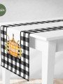 Runner Dama Desen Üzerine Dekoratif Kabak Desenli Dijital Baskılı Runner Dama Desen Üzerine Dekoratif Kabak Desenli Dijital Baskılı
