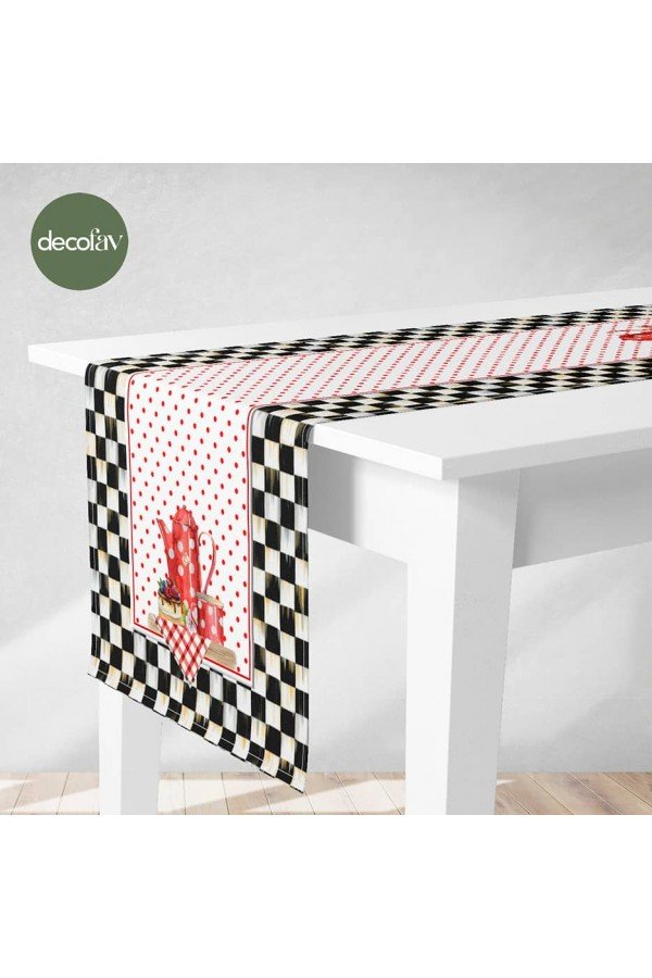 Runner Eskitme Dama Desen Ortada Puan Desenli Çay Seti Kırmızı Puan Desenli Dijital Baskılı Runner Eskitme Dama Desen Ortada Puan Desenli Çay Seti Kırmızı Puan Desenli Dijital Baskılı
