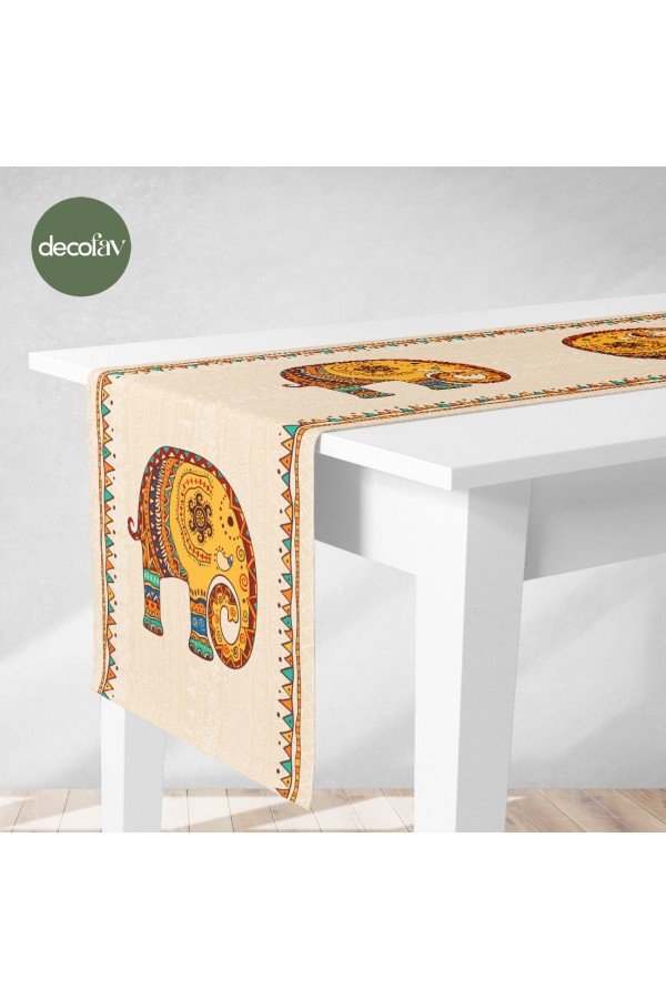 Runner Dekoratif Afrika Desenli Etnik Fil Desenli Dijital Baskılı Runner Dekoratif Afrika Desenli Etnik Fil Desenli Dijital Baskılı