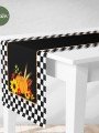 Runner Dama Desen Orta Siyah Zemin Üzerinde Dekoratif Kabak Çiçek Desenli Dijital Baskılı Runner Dama Desen Orta Siyah Zemin Üzerinde Dekoratif Kabak Çiçek Desenli Dijital Baskılı