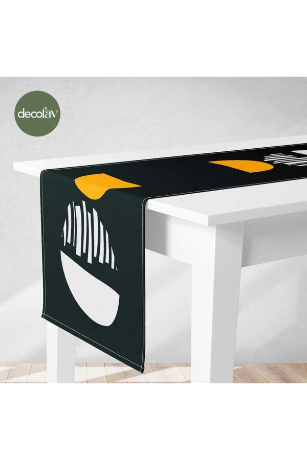 Runner Sarı Beyaz Siyah Modern Soyut Sanat Tasarım Dijital Baskılı Runner Sarı Beyaz Siyah Modern Soyut Sanat Tasarım Dijital Baskılı