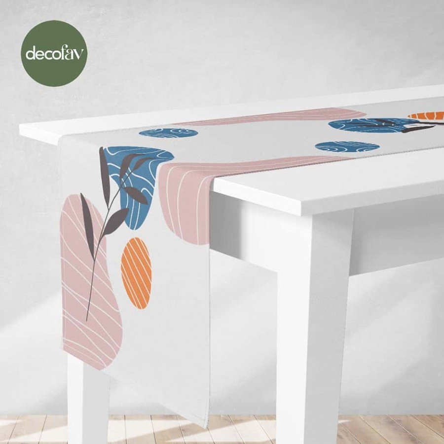 Minimalist Sanat Çizgisi Bitki Desenli Dijital Pano Baskılı Runner