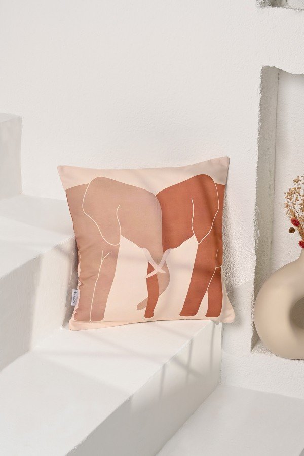 Minimalist Sevgi Dolu Filler Silüet Tasarımlı Kırlent Kılıfı 43x43 cm Minimalist Sevgi Dolu Filler Silüet Tasarımlı Kırlent Kılıfı 43x43 cm