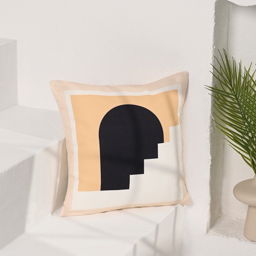 Soyut Geometrik Minimal Dijital Baskılı Kırlent Kılıfı 43x43 cm