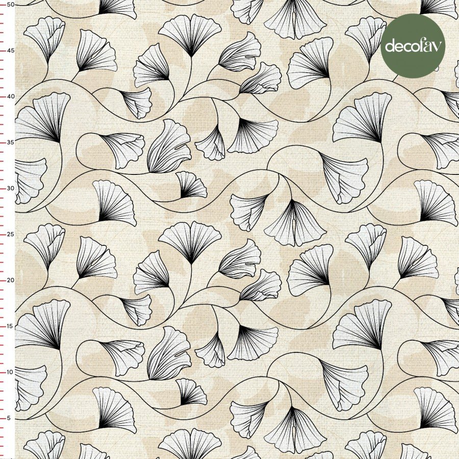 Sarmaşık Ginkgo Yaprakları  Desenli Dijital Baskılı Kumaş