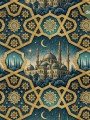 Gece Motifli Ramazan Temalı Dijital Baskılı Kumaş