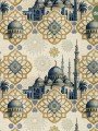 Modern İslami Desenli Ramazan Temalı Dijital Baskılı Kumaş